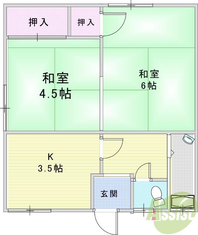 井上文化(2K/1階)の間取り写真