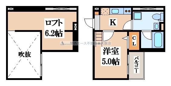 コンフォール大阪(1K/1階)の間取り写真