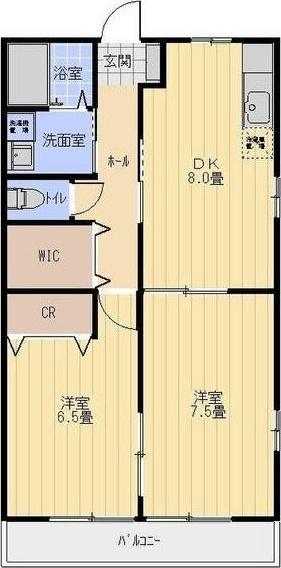 レトア亀山B(2LDK/2階)の間取り写真