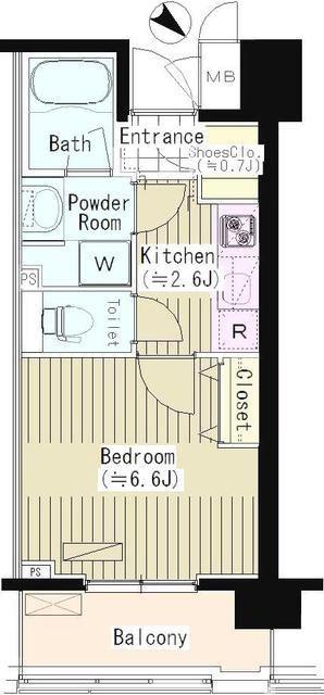 PRIME URBAN 東中野 COURT(1K/6階)の間取り写真