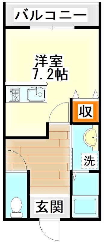 ライフステージ新町 E棟(ワンルーム/2階)の間取り写真