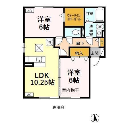 ノイエシュタット(2LDK/1階)の間取り写真