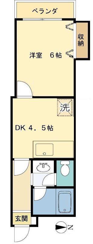 水島第6ビル(1DK/5階)の間取り写真