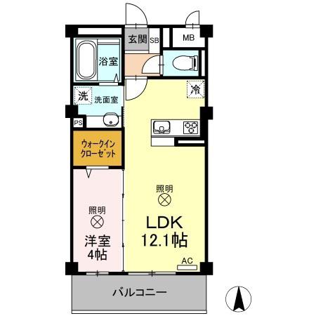 VILLE SOLEIL(1LDK/4階)の間取り写真