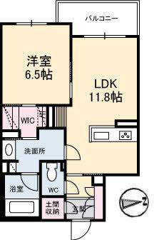 シャトル不動院前(1LDK/2階)の間取り写真