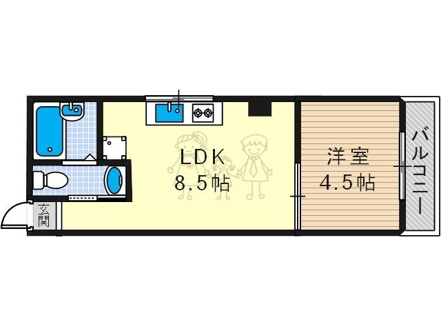 プレアール桑津(1LDK/3階)の間取り写真