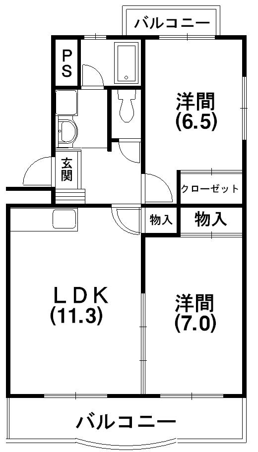 ハイムコターナII(2LDK/1階)の間取り写真
