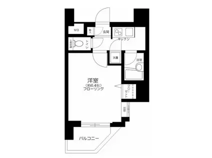 パレステュディオ芝浦東京ベイ(1K/2階)の間取り写真