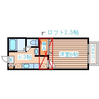 ロワジール(1K/1階)の間取り写真