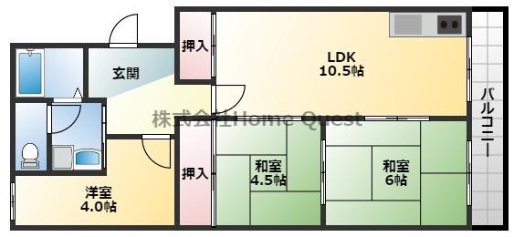 チュリス久宝寺(3LDK/2階)の間取り写真