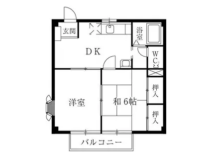 ニューシティコスモIII(2DK/2階)の間取り写真