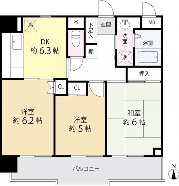 グローリア初穂新小岩(3DK/8階)の間取り写真