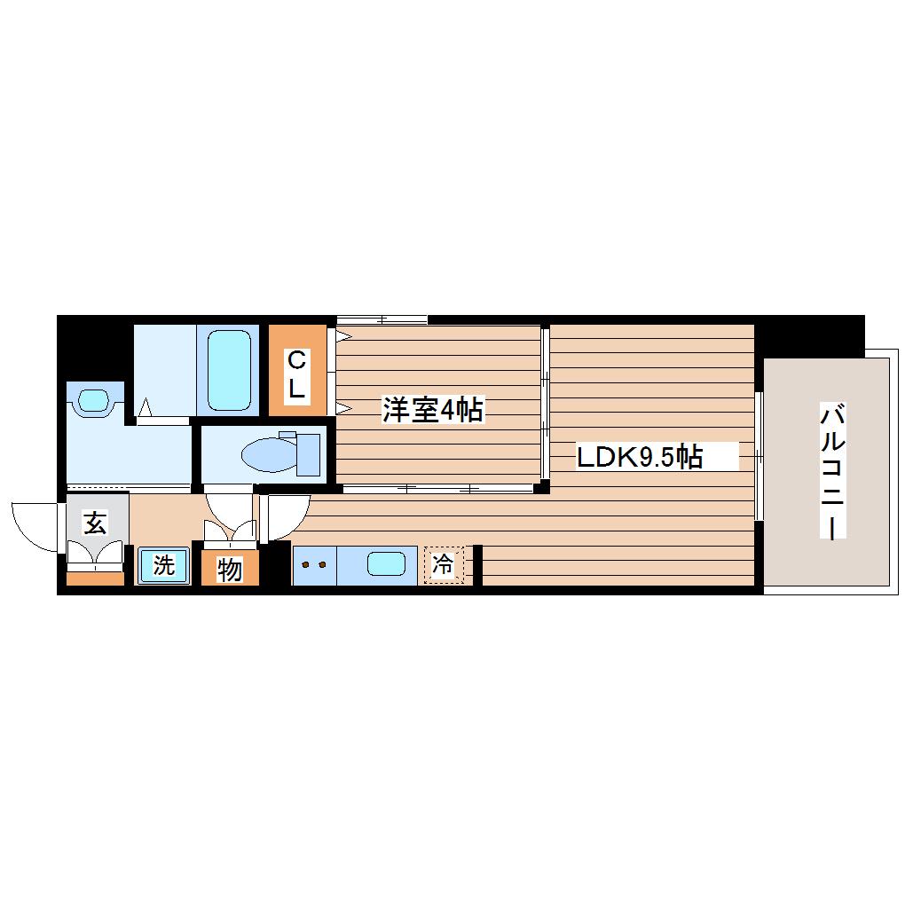 HF仙台長町レジデンス(1LDK/12階)の間取り写真