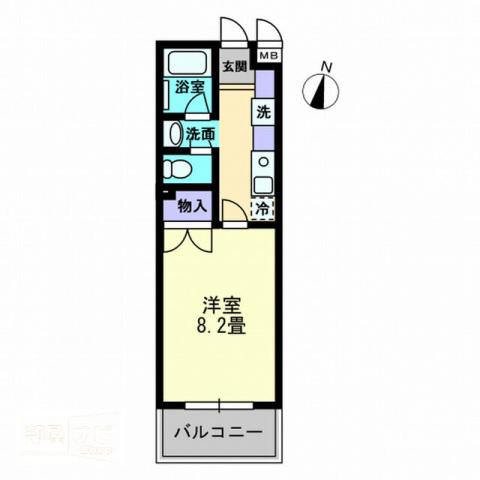 フォーシーズン錦町(1K/3階)の間取り写真