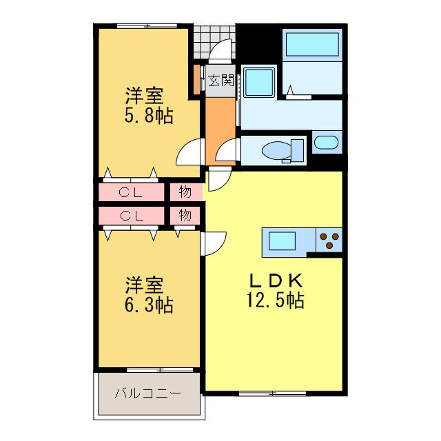 MODERNO(2LDK/3階)の間取り写真