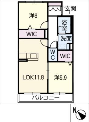 シャーメゾン寿(2LDK/2階)の間取り写真
