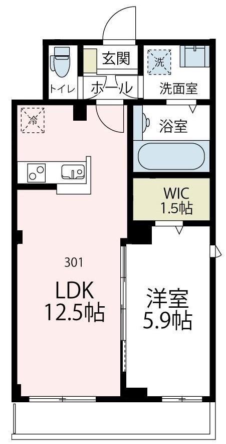 コーポ安岡II(1LDK/3階)の間取り写真