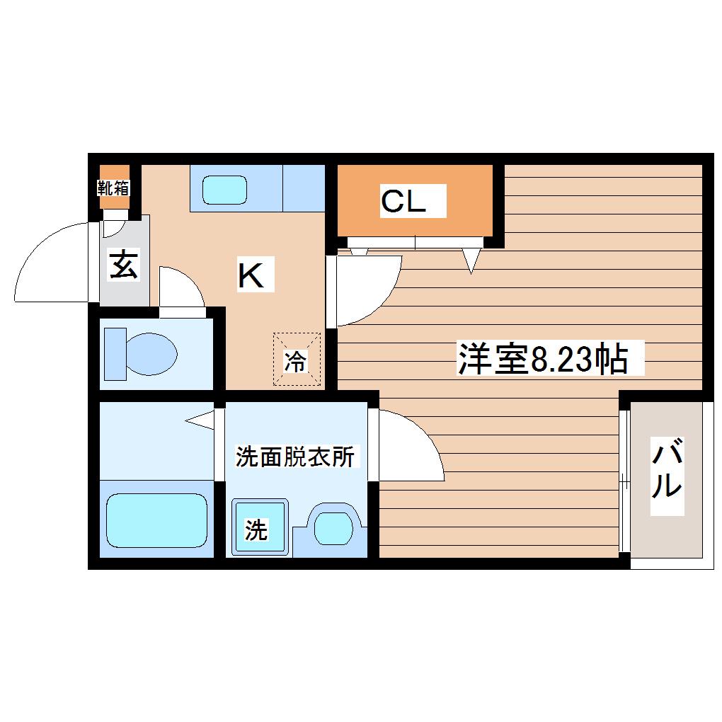 クレフラスト幸町D(1K/1階)の間取り写真