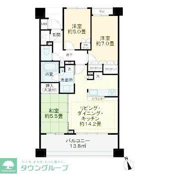 ライオンズ稲毛レジデンス(3LDK/3階)の間取り写真