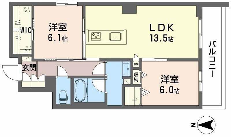 シャーメゾンウィステリアカーサ(2LDK/2階)の間取り写真