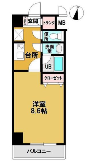 ナンカイパート1(1K/3階)の間取り写真
