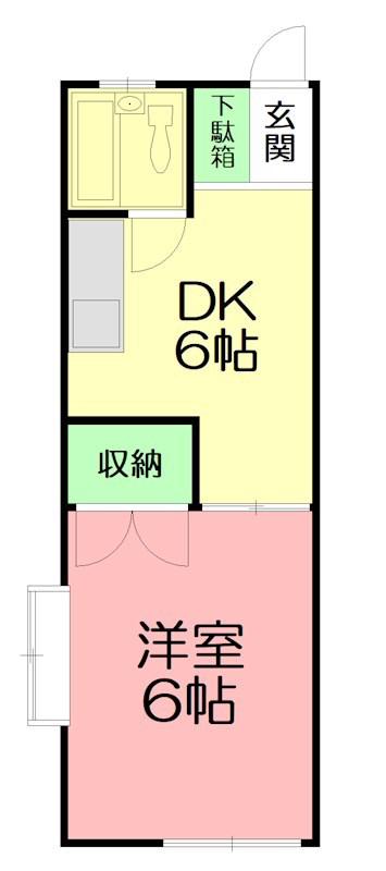 新田ハイツ(1DK/1階)の間取り写真