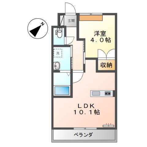 アルファー(1LDK/1階)の間取り写真