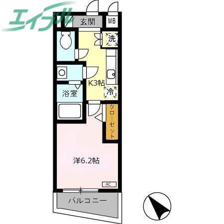 レジデンス浜田(1K/3階)の間取り写真