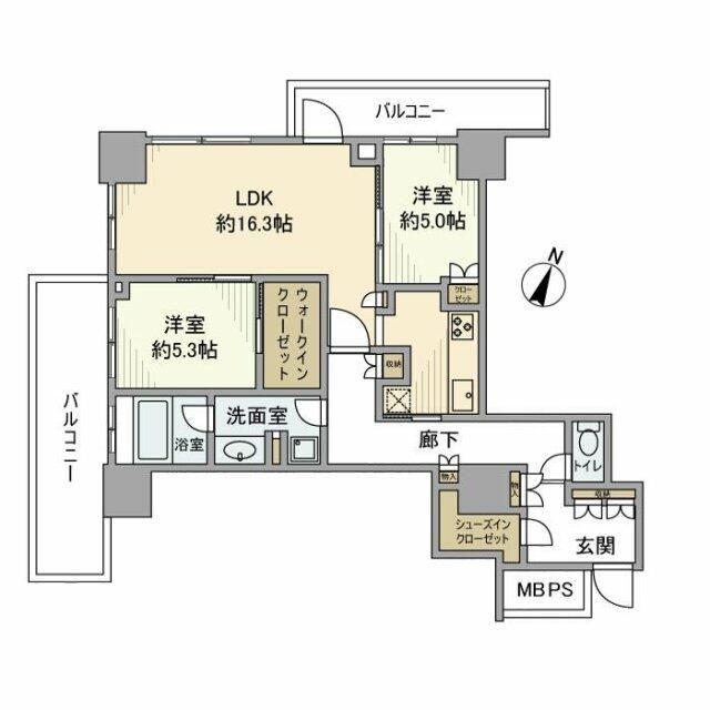 THE OMIYA TOWERS(2LDK/19階)の間取り写真