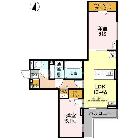 D-ROOM南越谷(2LDK/3階)の間取り写真