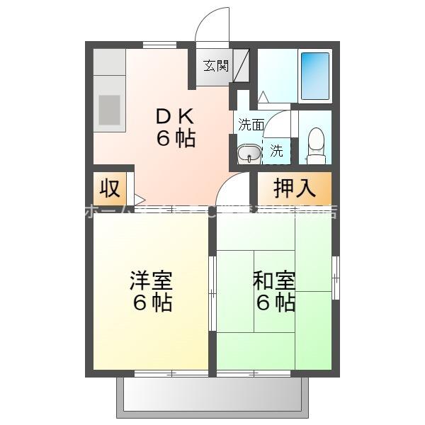 ユトリロ忠興2(2DK/2階)の間取り写真