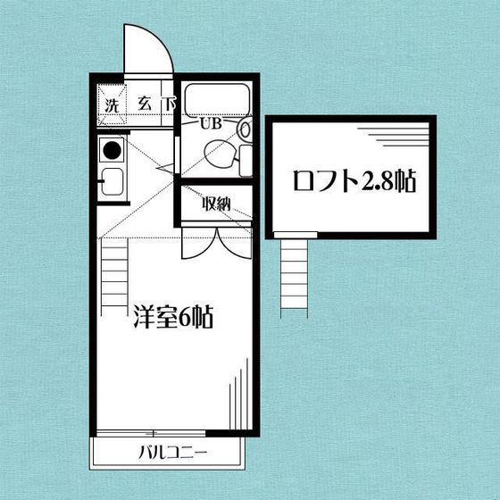 新豊田ハイツB号館(ワンルーム/2階)の間取り写真