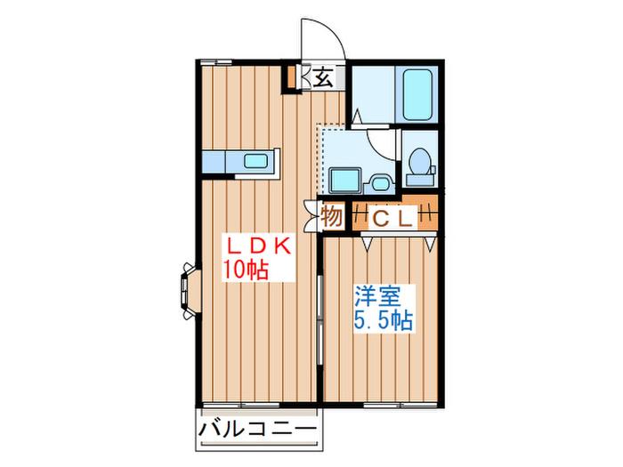 フォーレストパーク華B(1LDK/2階)の間取り写真