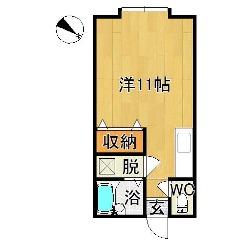 アベニール北園(ワンルーム/1階)の間取り写真