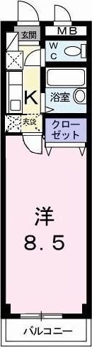 サンクレージュIII(1K/2階)の間取り写真