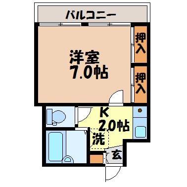 アイルおおうら(1K/2階)の間取り写真