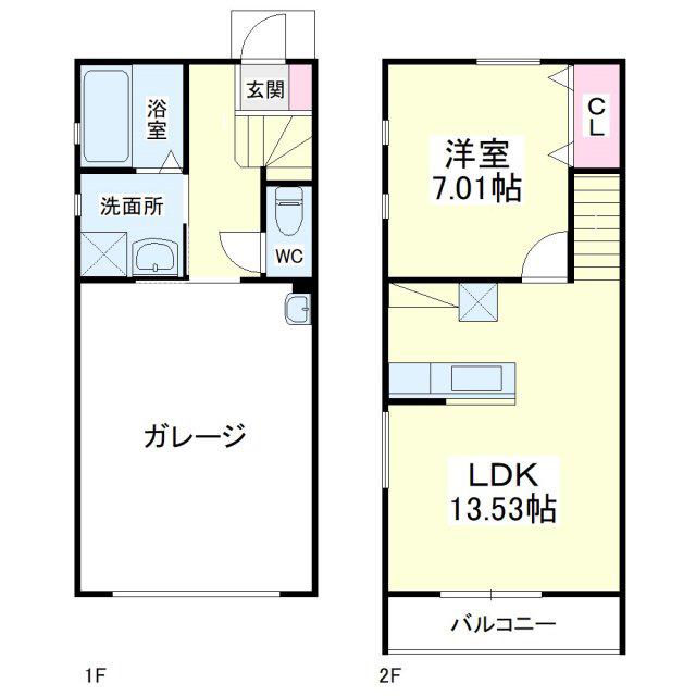 ガレージルビナス(1LDK/2階)の間取り写真