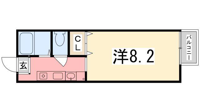 エトランス西庄(1K/1階)の間取り写真