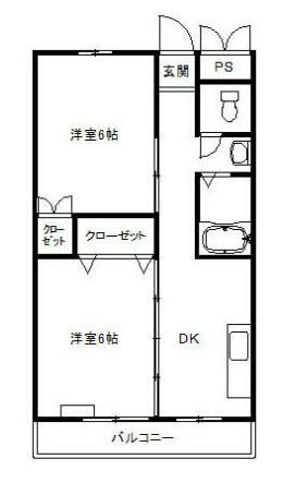 丸伸ビル(2DK/4階)の間取り写真