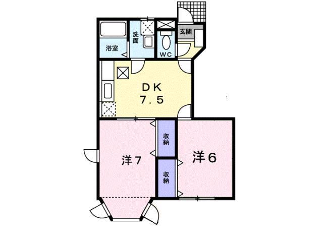クレスト-ル北島C(2DK/1階)の間取り写真