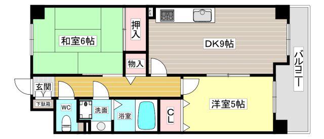 リヴィンコンフォート(2DK/3階)の間取り写真