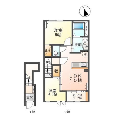 アミカル(2LDK/2階)の間取り写真
