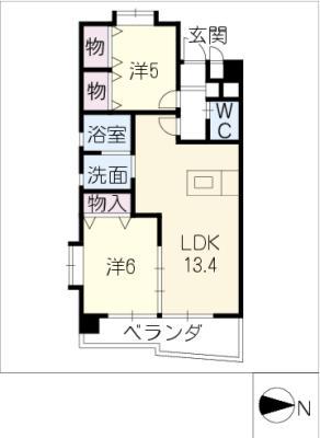 ウィンドウズ鳥見(2LDK/4階)の間取り写真