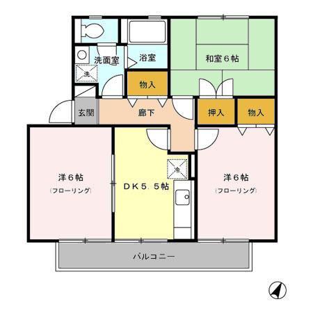 ヴェルドミール・レクス(3DK/2階)の間取り写真