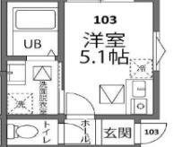 TERASU武蔵村山(ワンルーム/1階)の間取り写真