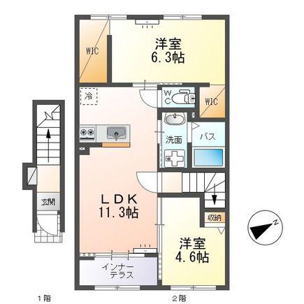 アーバンヒルズ(2LDK/2階)の間取り写真