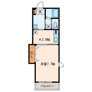 カサブランカN(1K/3階)の間取り写真