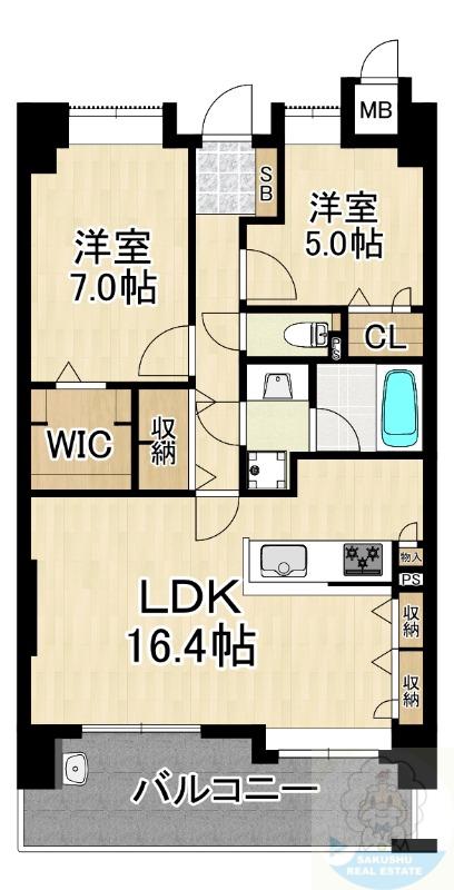 ファーネスト東公園(2LDK/5階)の間取り写真