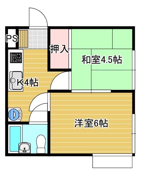 ハイツさくら(2K/1階)の間取り写真