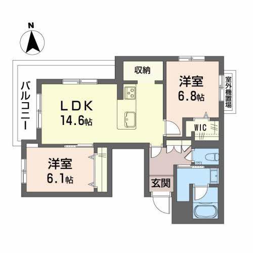グランドパレス田迎小前(2LDK/3階)の間取り写真